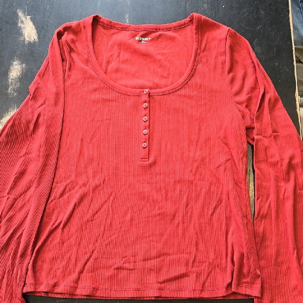 Burnt Orange Long Sleeve Henley Top